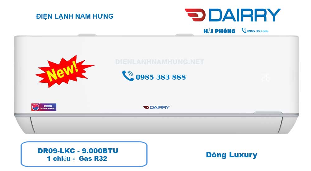 Dieu hoa Dairry DR09-LKC 9000BTU 1 chieu Luxury tai Hai Phong