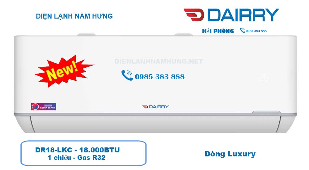 Dieu hoa Dairry DR18-LKC 18000BTU 1 chieu dong Luxury tai Hai Phong